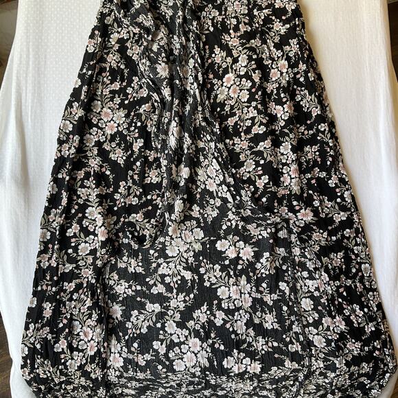 American Eagle Outfitters Women Maxi Dress M Black Floral A-Line Sundress Ruffle - Picture 9 of 10